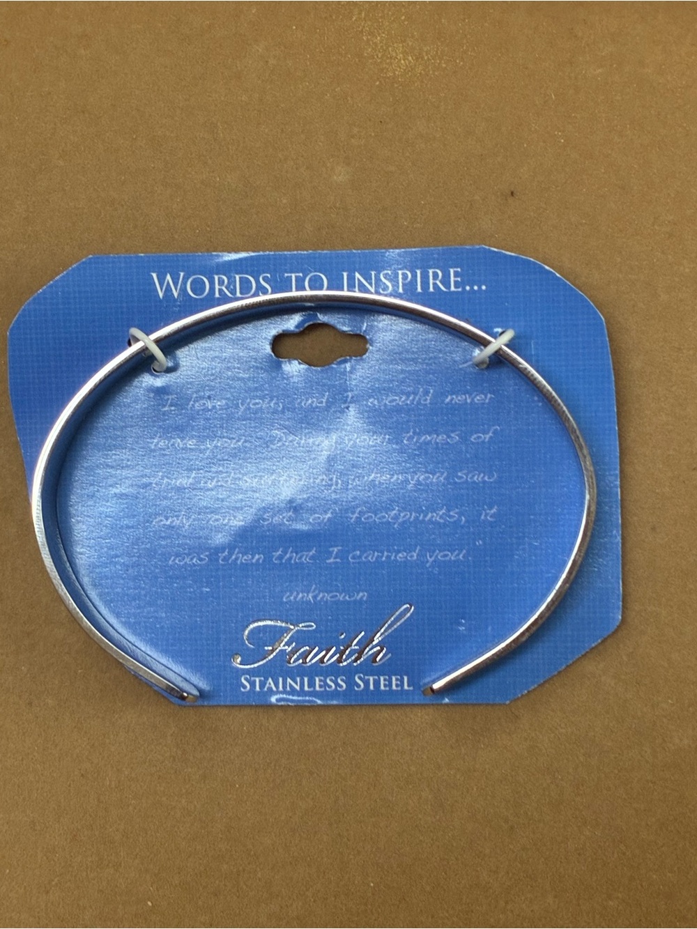 Footprints Faith Stainless Steel Inspirational Cuff Bracelet